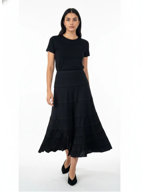 Nine West Black Tiered Maxi Skirt XS - Image 3