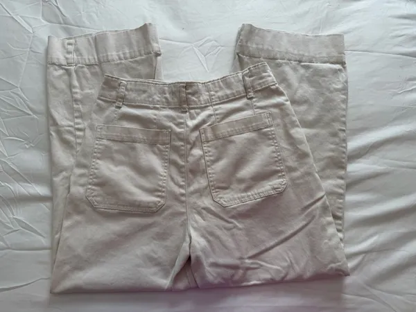 Cream Wide Leg High Rise Jeans - Image 3