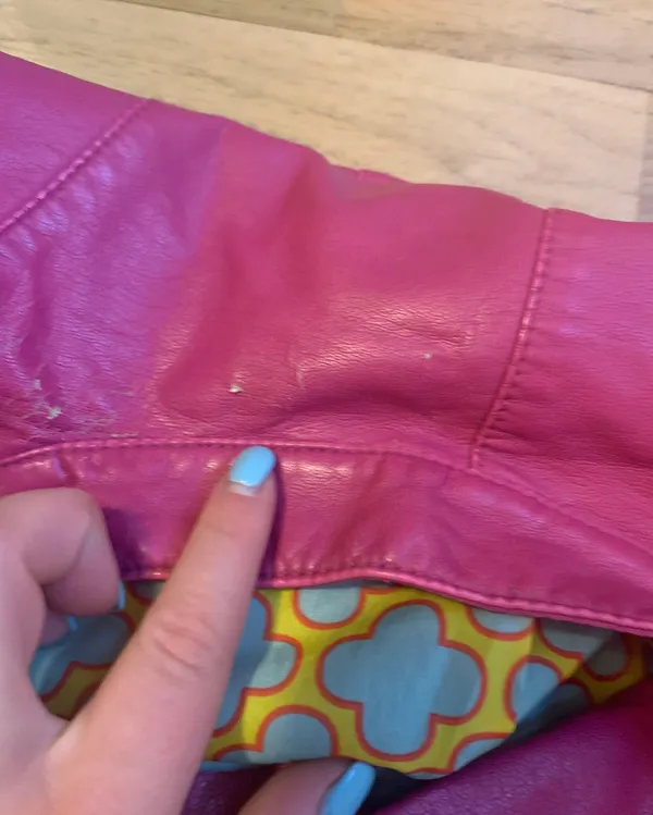 Black Rivet Faux Leather Pink Jacket - Image 9