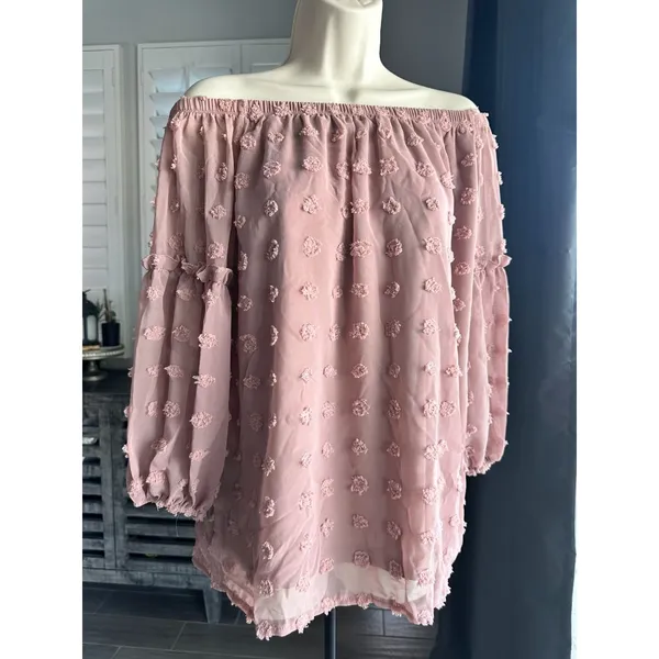 NWT: Rose Womens off the shoulder dotted‎ blouse - Image 2