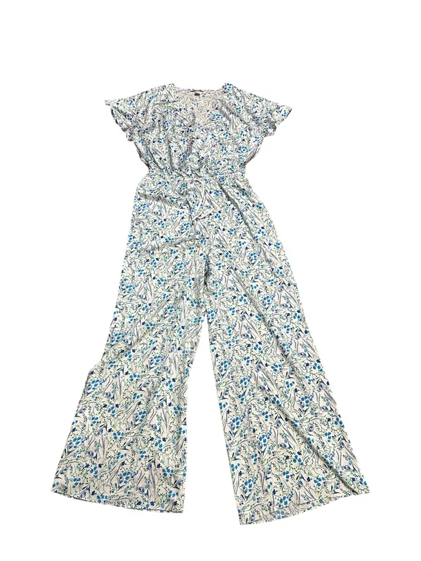 Victoria's Secret White and Blue Floral Wide-Leg Jumpsuit - Image 11