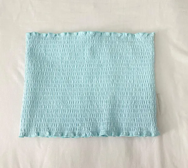 Baby Blue Ruched Crop Top - Image 2