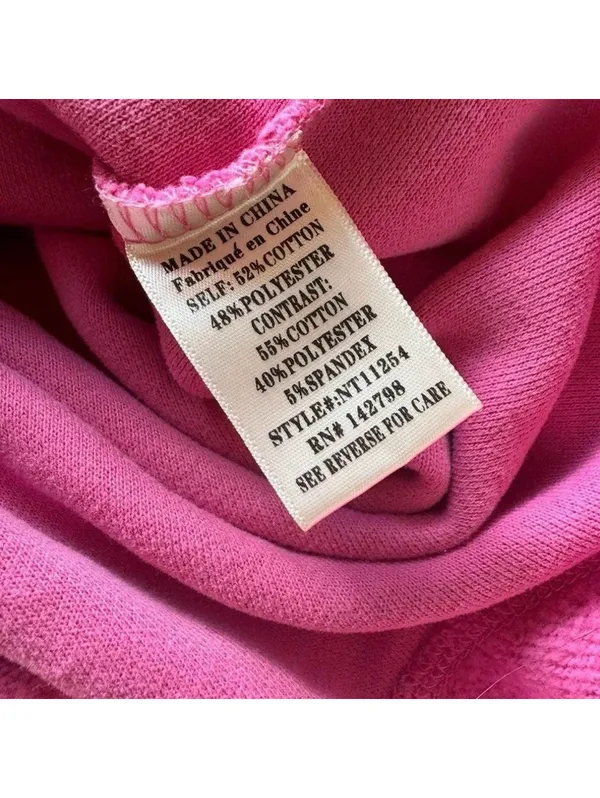 New In Pink Patchwork Cropped Sweatshirt Size S Oversized Crewneck - Image 4