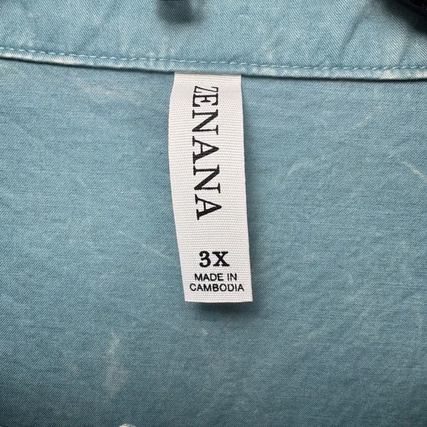 Zenana Outfitters Shacket Women's 3X Plus Blue Stronewashed w/ Pockets Shirt - Image 6