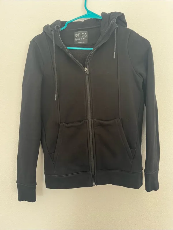 FIGS On-Shift Full Zip Hoodie Fleece Jacket Black Nurse Doctor Clinic Athleisure - Image 2