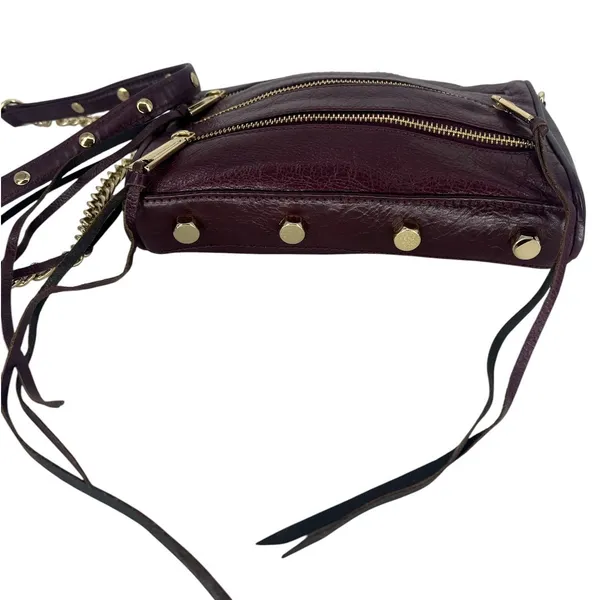 Rebecca Minkoff Mini 5 Zip Crossbody‎ Bag Burgundy Leather Chain - Image 8