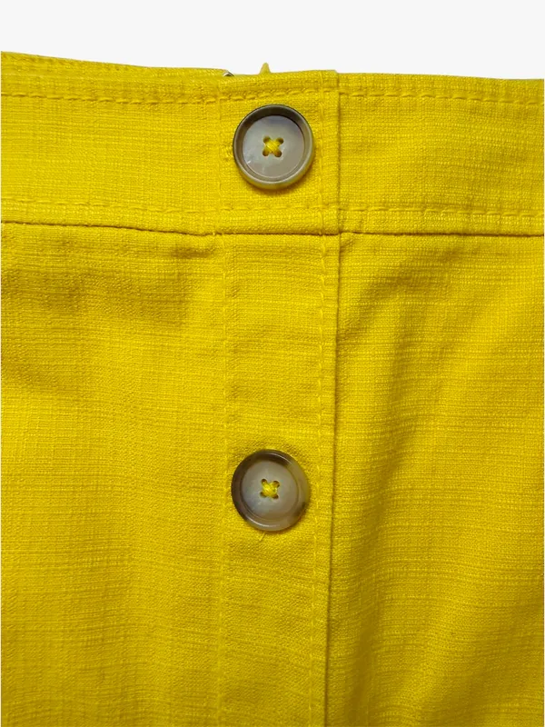 LOFT Sz 2 Sunny Yellow Button Front Utility Mini Skirt Pockets Cotton Blend - Image 6