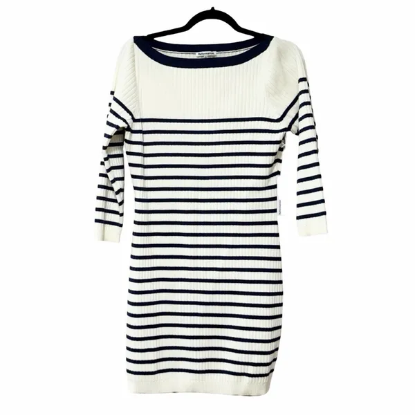NWT REFORMATION Ines Striped Ribbed Knit Crewneck Mini Dress Sz L - Image 3
