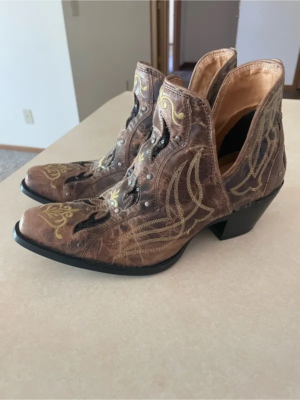 Myra Tentor Western Leather Side V Cutout Ankle Boots Coastal Cowgirl Size US 8 - Image 2