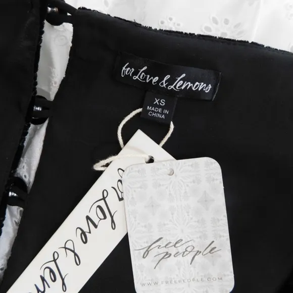 NWT!! FOR LOVE AND LEMONS‎ Elisa Long Sleeve Top Black Velvet Taffeta Eyelet XS - Image 11