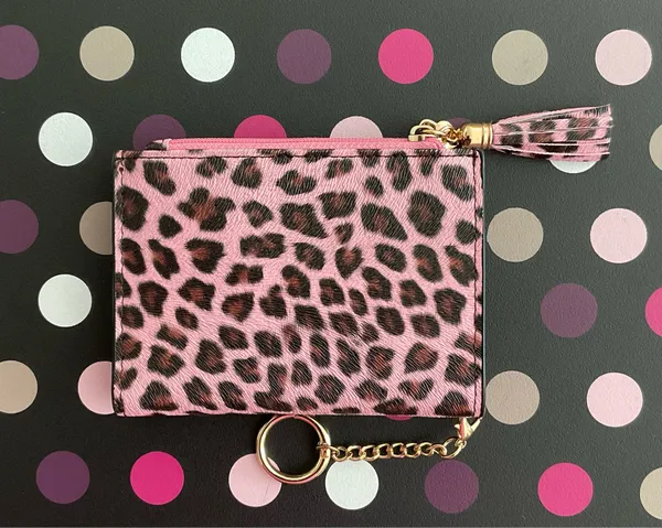 Leopard Pink Small Bifold Slim Mini Wallet - Image 2