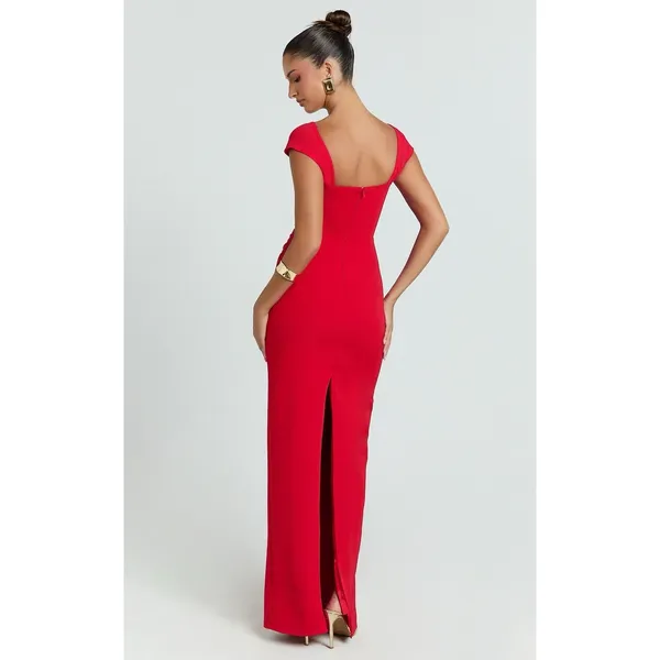 Showpo Veronika Off Shoulder Gown NWT Red 10 US Sweetheart Maxi Dress - Image 3