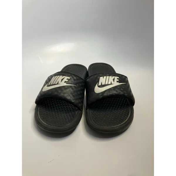 Nike Benassi JDI Slides Womens 9 Black Excellent Tonal Checkerboard 343881-011 - Image 2