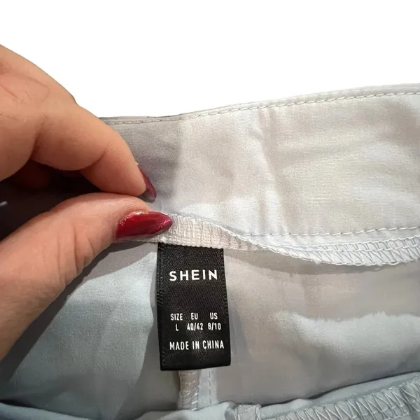 SHEIN Women's‎ Light Blue Wide Leg Belted Trousers Size 8 - Image 2