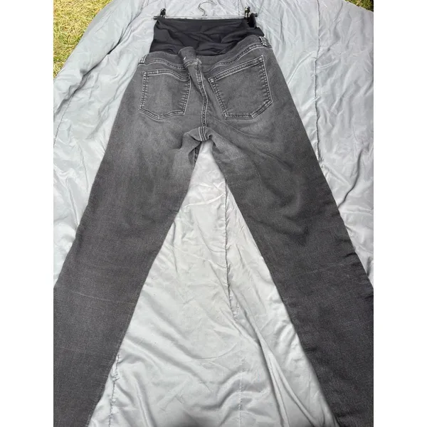 Maternity Skinny Jeans Over Belly Panel Faded Black Stretch Denim Pants - Image 3