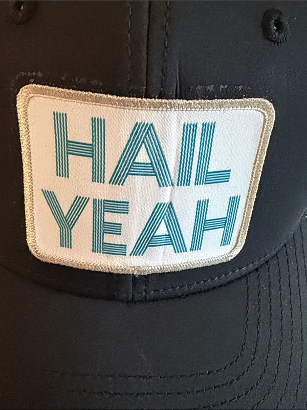 Hail Yeah Trucker Hat Black White Mesh Snapback Patch Cap Like New - Image 2