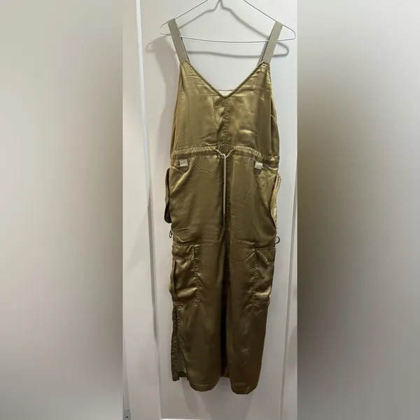 Love The Label Anthropologie Sleeveless Utility Satin Green Midi Dress Size‎ XS - Image 4