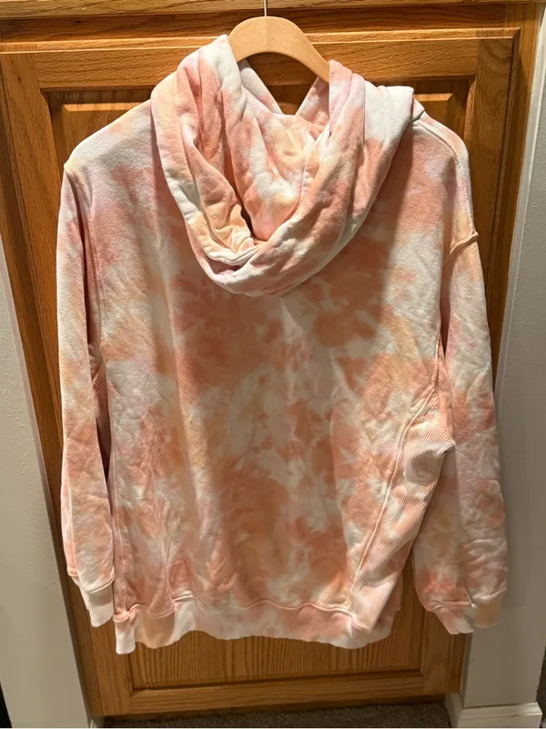 Aerie Oversized Tie Dye Hoodie in Pink/Orange - Image 3
