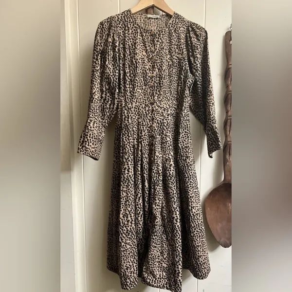 ULLA JOHNSON Bernadette‎ Dress Brown Black Cheetah Animal Print Midi Safari - Image 5