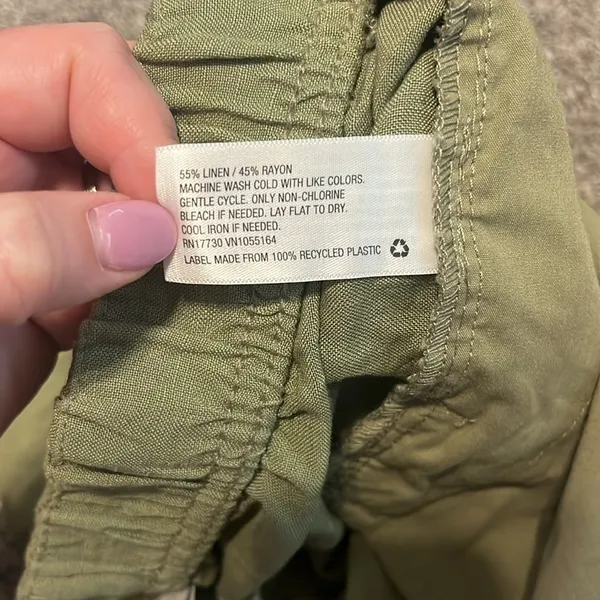 A New Day‎ High Waist Green Linen Blend Capri Pants - Image 9