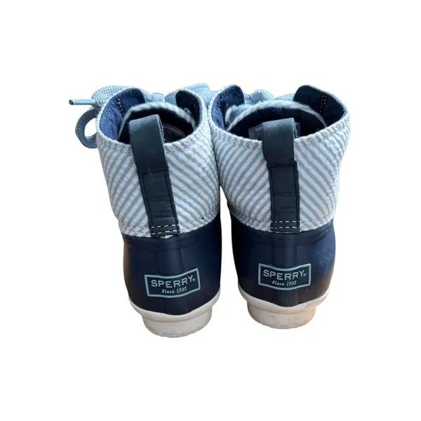 Sperry x Talbots Blue Nautical Seersucker Duck Boots Waterproof Rain Boots 5.5 - Image 3