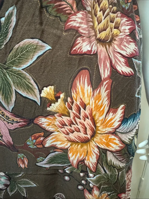 Farm Rio Anthropologie Valentina Brown Floral Maxi Dress In Brown Motif Size XS - Image 8