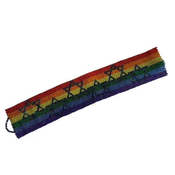 Rainbow Pride Star of David Bracelet HANDMADE Peyote Stitch Glass Seed Beads - Image 3