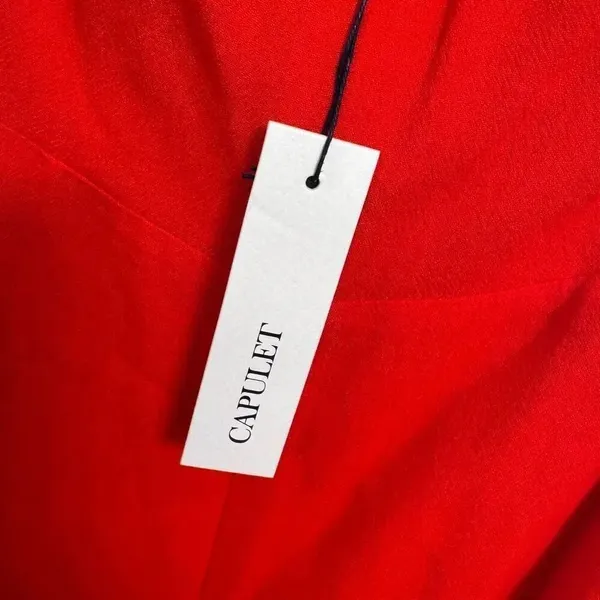 Capulet Cherry Red Giulia Button Front Tie Sleeve Mini Dress Medium - Image 5