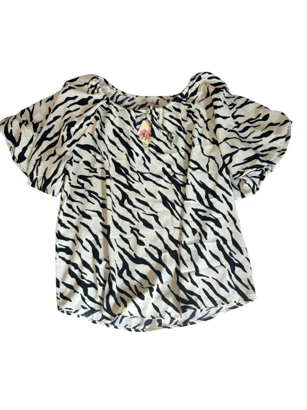 Anthropologie Entro Zebra Print Puff Sleeve Blouse Top Womens Small NEW - Image 6