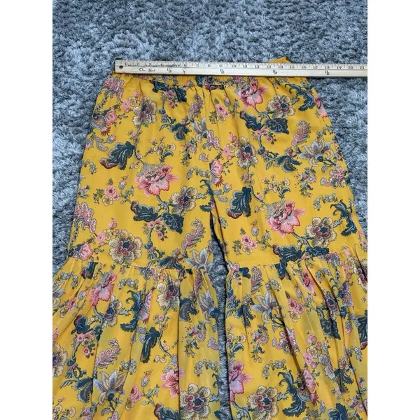 Janasya Yellow Floral Sharara Pants Women Size M Wide Leg Flared Palazzo Boho - Image 11