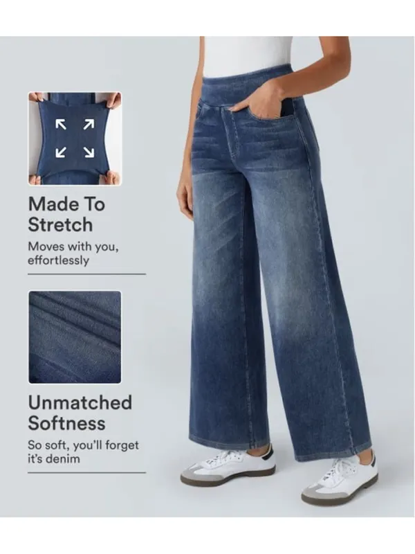 Halara Flex™ High Waisted Pockets Baggy Wide Leg Washed Casual Jeans Size XL NWT - Image 2
