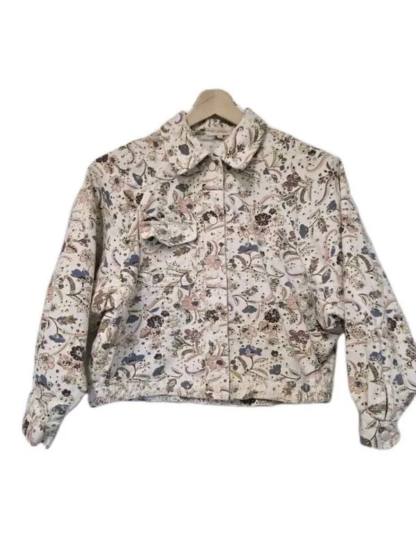 Solitaire Floral Eyelet Button Up Shirt Jacket Medium - Image 7