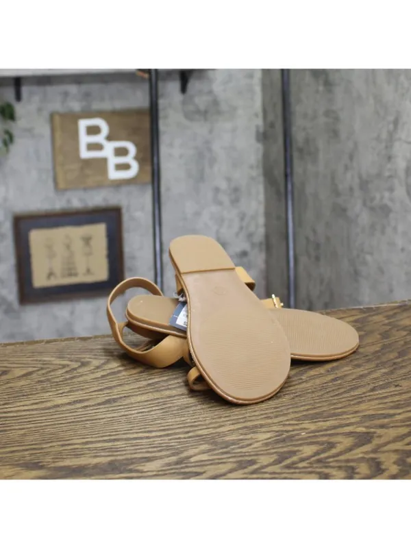 Universal Thread Womens Sol Toe Loop Ankle Strap Sandals 92609426 Tan Brown 6M - Image 5
