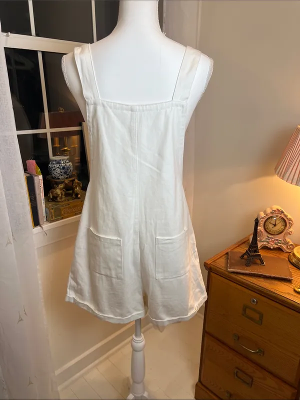 White shorts overalls with Buckle Straps size medium. - Image 6