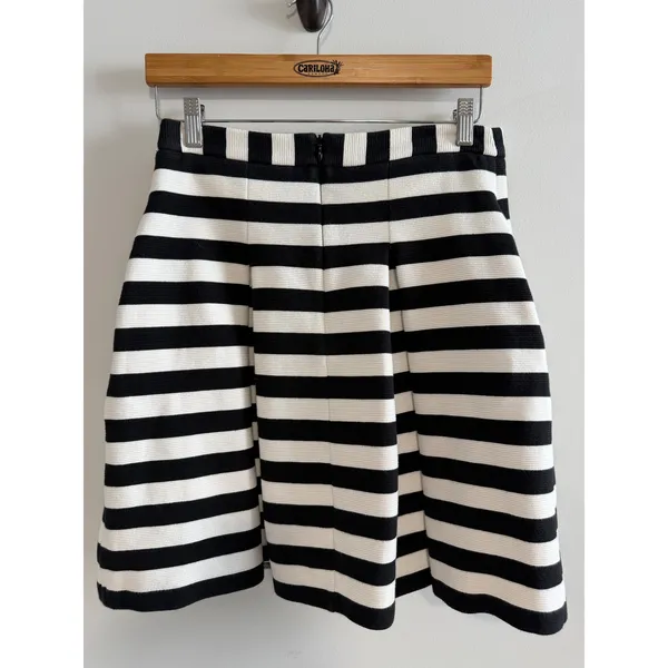 Boden Striped Skirt Woman's Black White Cotton Preppy Minimalist Pockets Size 12 - Image 2