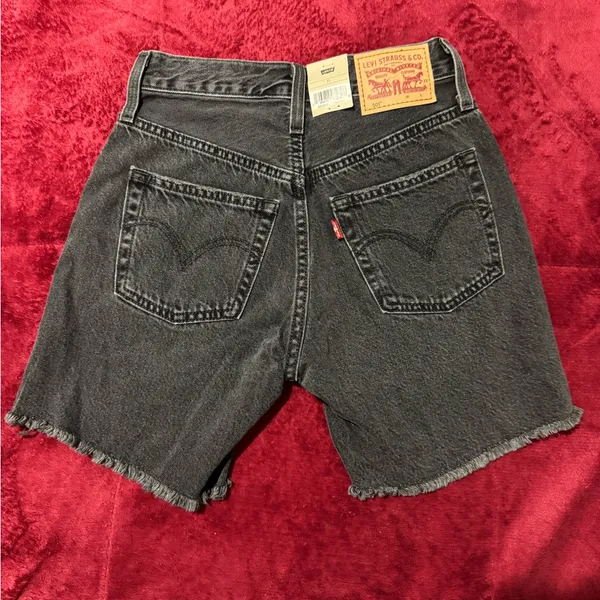 Levi's Charcoal Distressed‎ Denim Shorts - Image 4