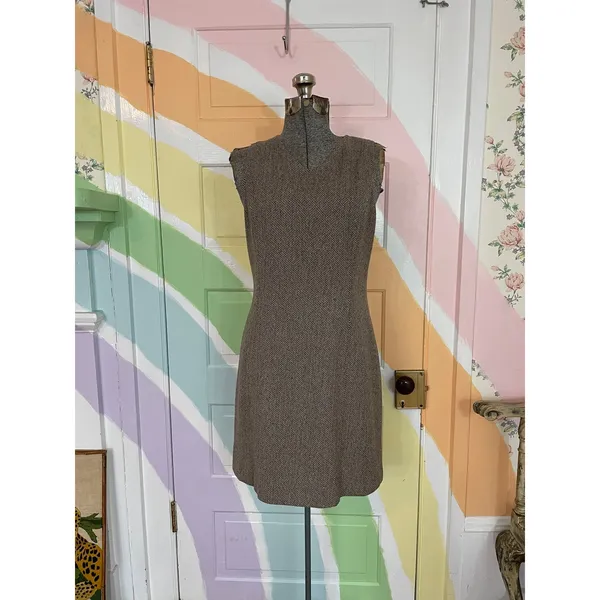 Ralph Lauren Wool Blend Tweed Herringbone Sheath Academia Jumper Dress Sz 4 💛🎀 - Image 2