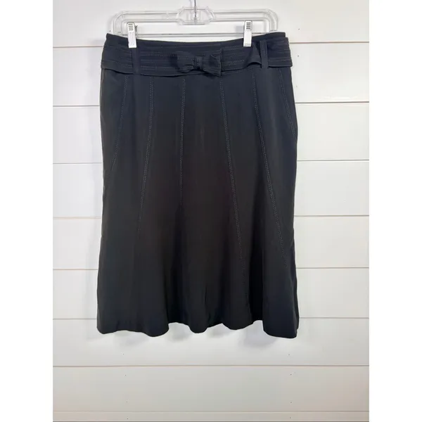 Karen Millen Women's Paneled Bow Belted Flared Hem Mini Skirt Black Size 6 - Image 3