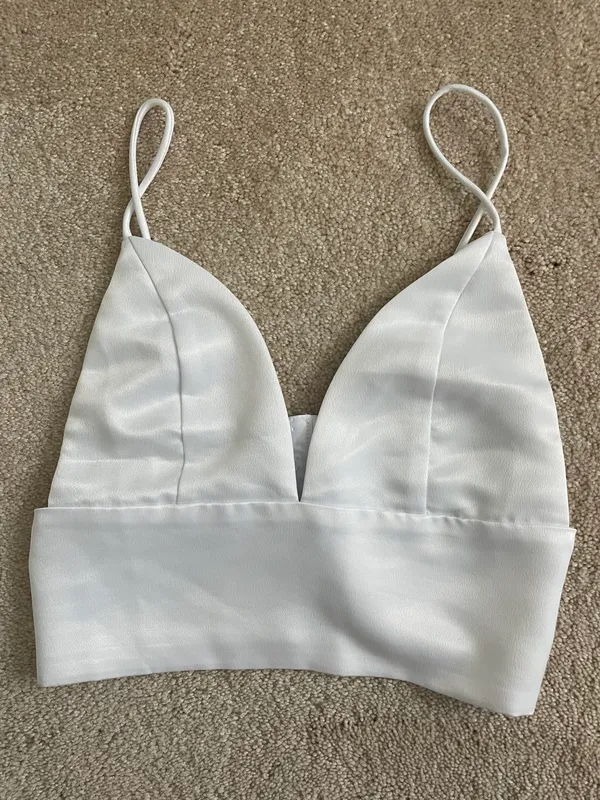 Revolve Gene Satin Top in White - Image 5