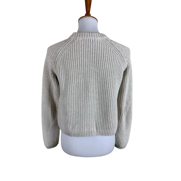 Quince Organic Cotton Ribbed Knit Sweater Cream Long‎ Sleeve XS - Image 2