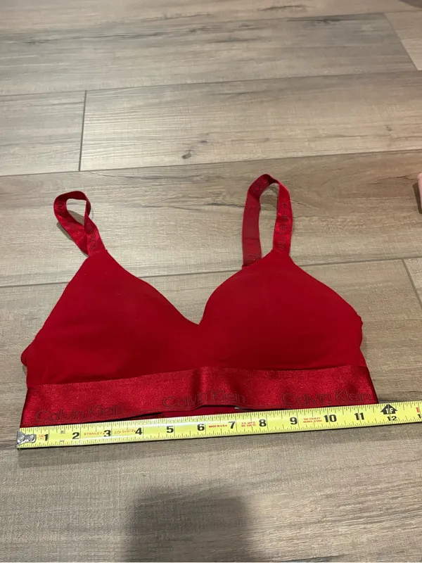 Calvin Klein Logo‎ Modern Cotton Bra metallic red size small - Image 7