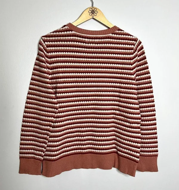 Croft & Barrow Pink Knit Striped Crewneck Sweater - Image 5