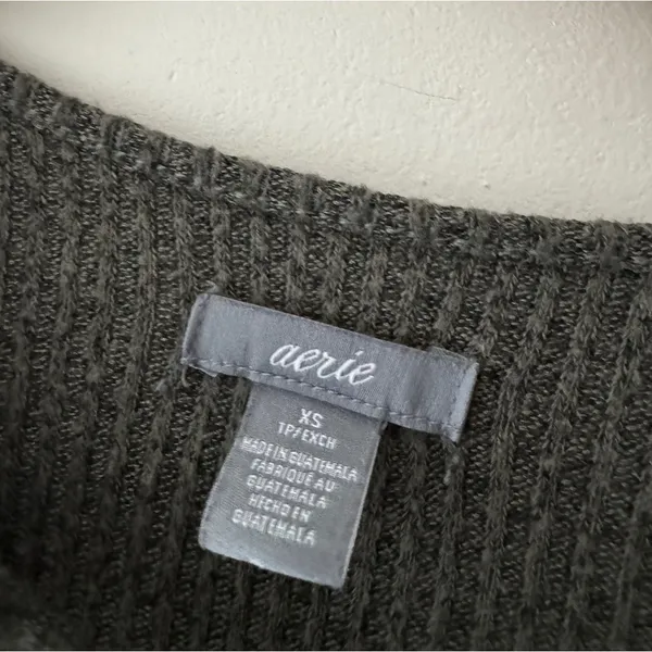 Aerie Ribbed‎ Olive Green Lace Up Long Sleeve Bodysuit - Image 5