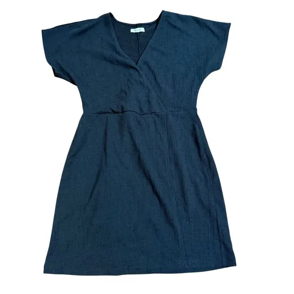 Madewell Cross-Front Flutter-Sleeve Mini Dress in Dark Nightfall Sz M‎ - Image 6