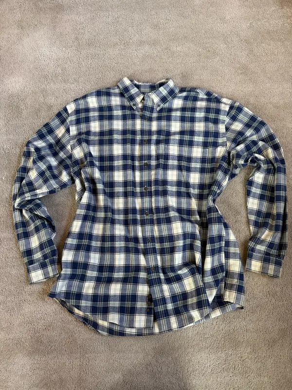 Eddie Bauer Blue Plaid Flannel Shirt – Size XL - Image 2