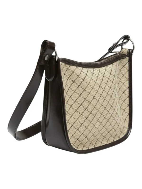 DKNY 𖣴 Woven Crosshatch Mini Bag Handbag 𖣴 Straw 𖣴 Choc Brown Leather Trim 𖣴 - Image 2