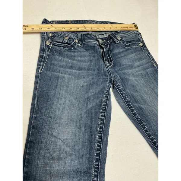 Miss Me Jeans Women 31 Bootcut Dark Wash Embroidered Rhinestone JP5033R - Image 7