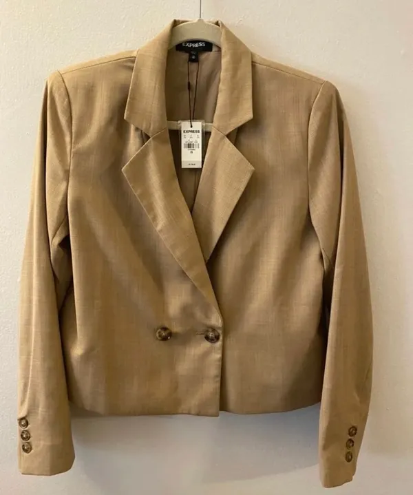 Express Woman’s Beige Blazer Suit Jacket XS - Image 3