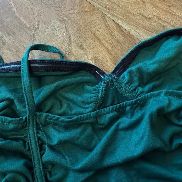 Teal Ruched Crop Top Green Size M - Image 2