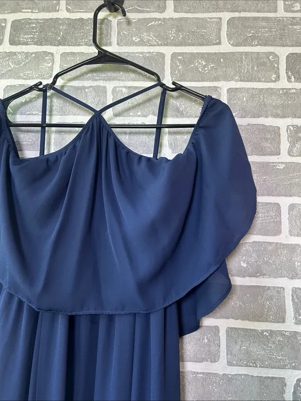 Show Me Your Mumu Navy Maxi Dress XS Off Shoulder Flutter Sleeve Formal Bridesma - Image 2